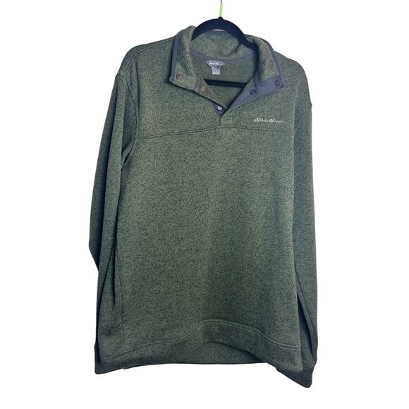 Eddie Bauer Big and Tall Mens Large Tall Popover Green Long Sleeve Collar - Picture 1 of 9